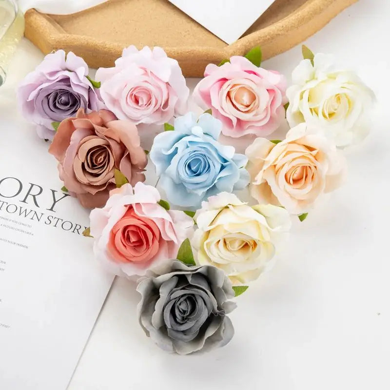 Silk Artificial Rose Heads 5/10 Pcs – Wedding & Home Decor Artificial Silk Flowers Axl