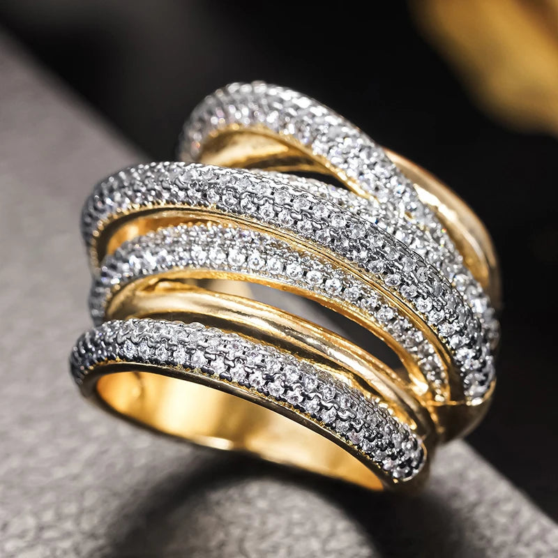 Huitan Multi-Layer Cross Ring – Paved CZ Hip Hop Punk Style Fashion Ring Axl A390 6
