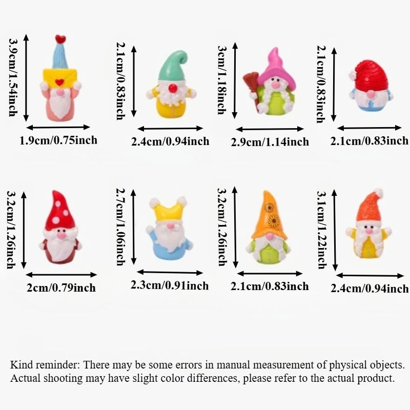 Floral Gnome Figurines 7/12pc – Resin Dwarf Garden & Home Decor Garden Gnome Figurines Axl
