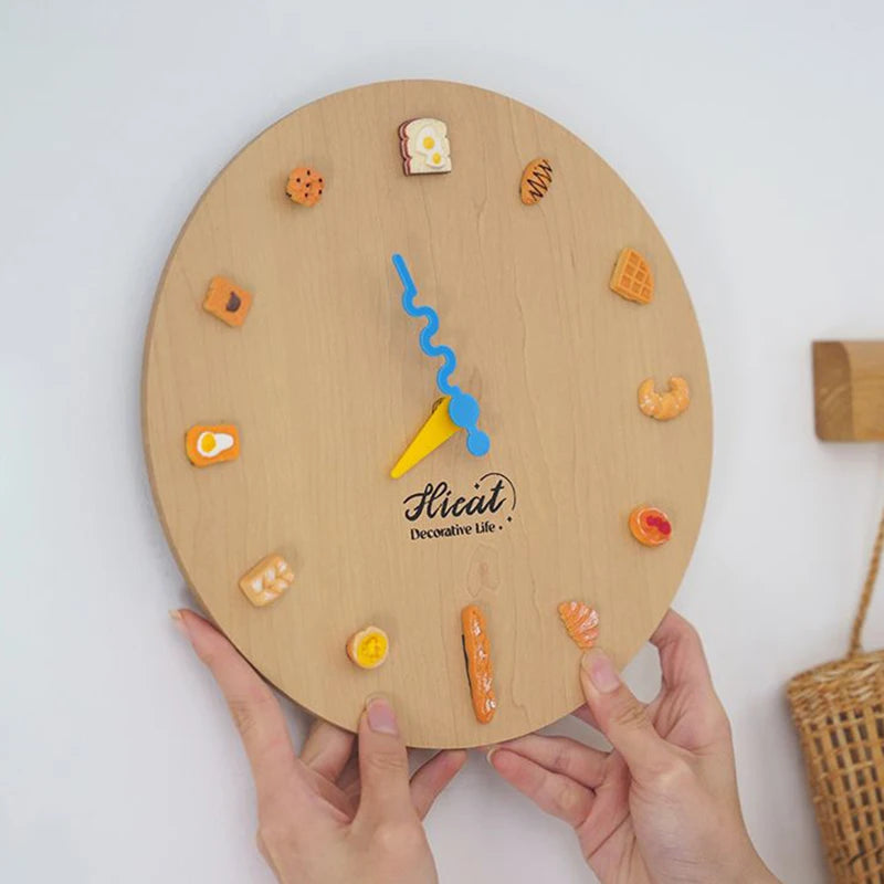 Modern Silent Wall Clock – 25cm Wood Grain Acrylic Round Silent Wall Clock Axl