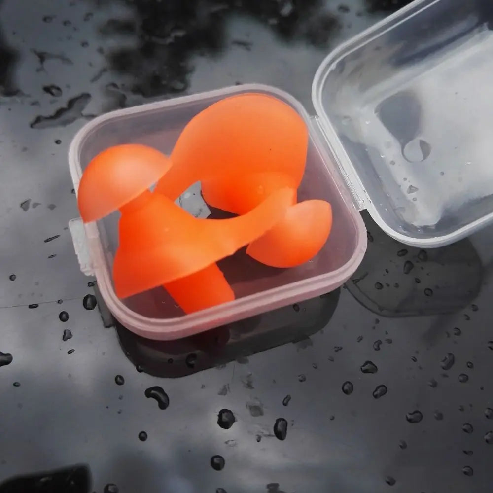 Silicone Swimming Earplugs – Waterproof Ear Plugs with Storage Box Swimming Earplugs Axl orange-with case