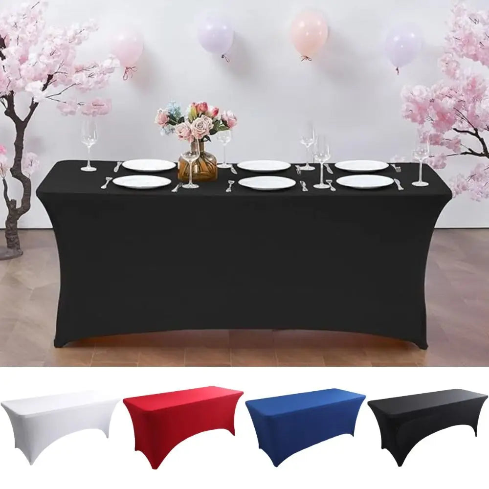 Black Stretch Tablecloth 4FT/6FT – Elastic Rectangular Table Cover Stretch Tablecloth Axl