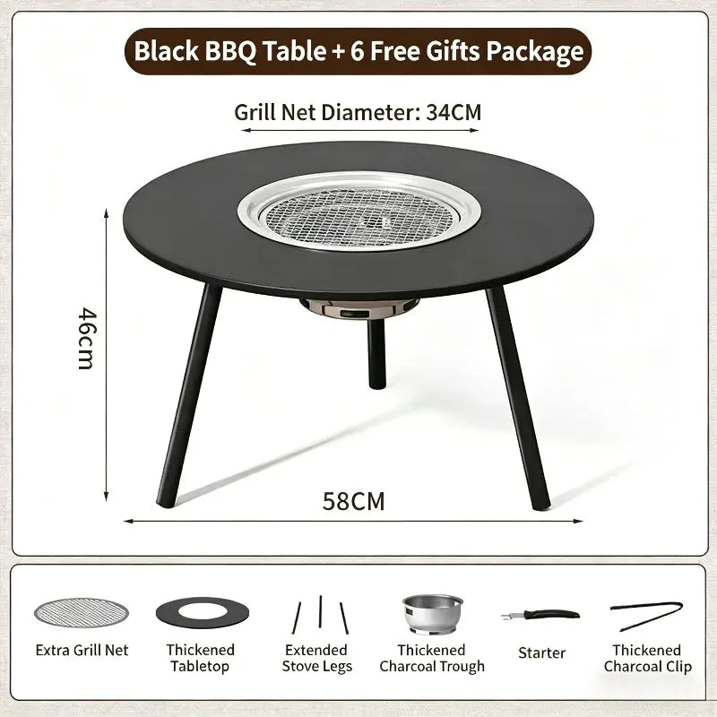 Portable Folding Charcoal BBQ Grill – Smokeless Outdoor Barbecue Charcoal BBQ Grill Axl