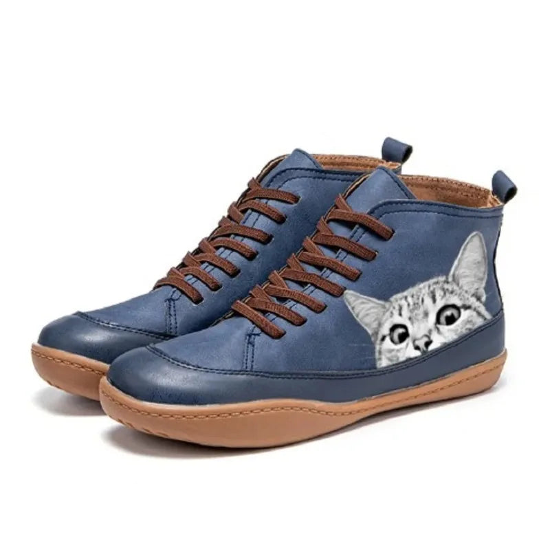 Women's Slip-On Ankle Boots with Fur – Square Heel PU Women's Ankle Boots Axl
