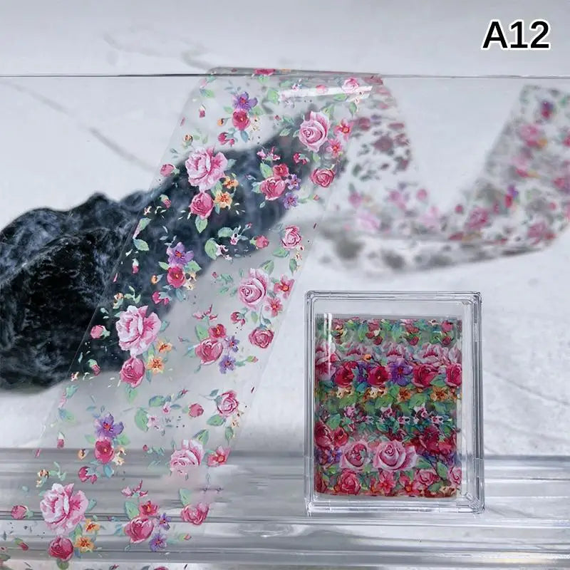 Floral Rose Nail Transfer Foil Stickers – DIY Nail Art Wraps Nail Art Stickers Axl A12