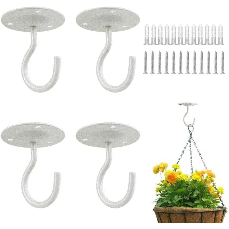 4PCS White Ceiling Hooks for Hanging Plants, Bird Feeders & Lanterns Ceiling Plant Hooks Axl