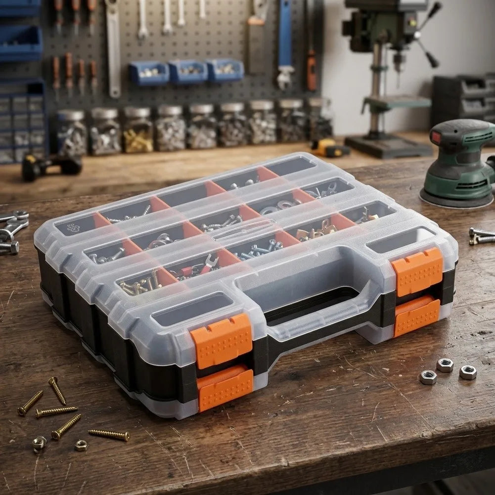 Double-Sided Tool Organizer Box with Adjustable Dividers Tool Organizer Box Axl