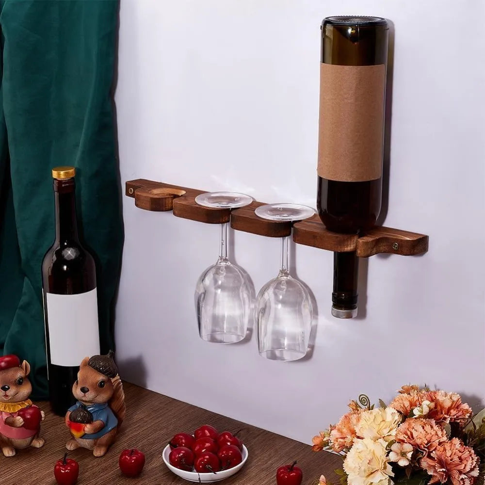 2pc Wood Stemware Rack – Hanging Wine Glass Holder, 8 Holes Wine Glass Rack Axl