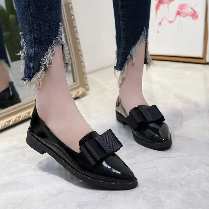 Women's Bow Knot Pointed Toe Flats – Anti-Slip Slip-On Shoes Women's Flat Shoes Axl