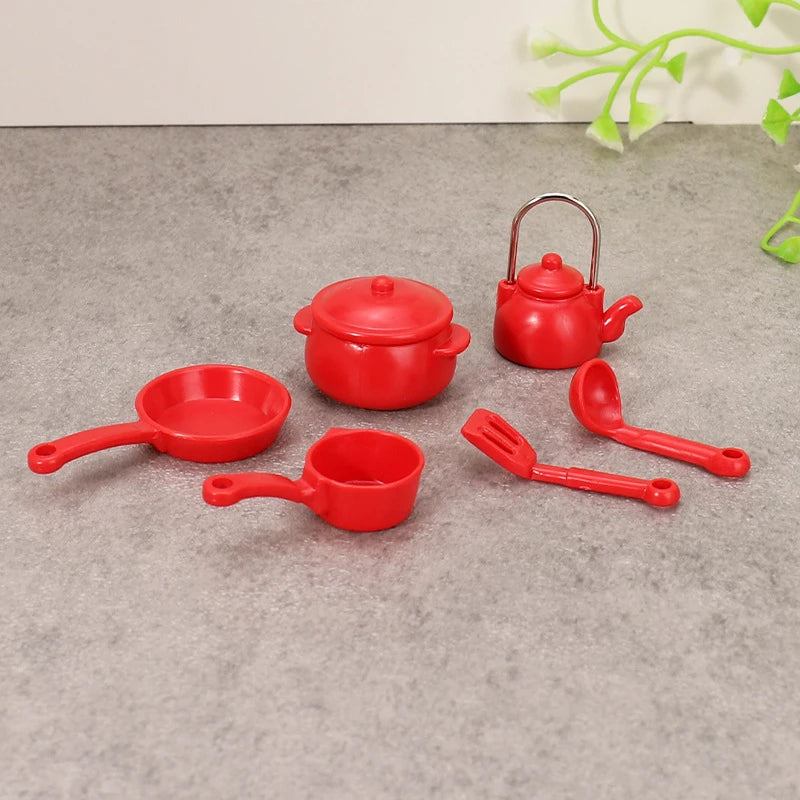 1:12 Dollhouse Miniature Cookware Set – Pot Pan Kettle Spoon Dollhouse Accessories Axl
