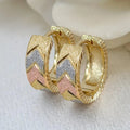 Huitan Matte Gold V-Shape Enamel Hoop Earrings | Geometric Huggie Hoop Earrings Axl E5876