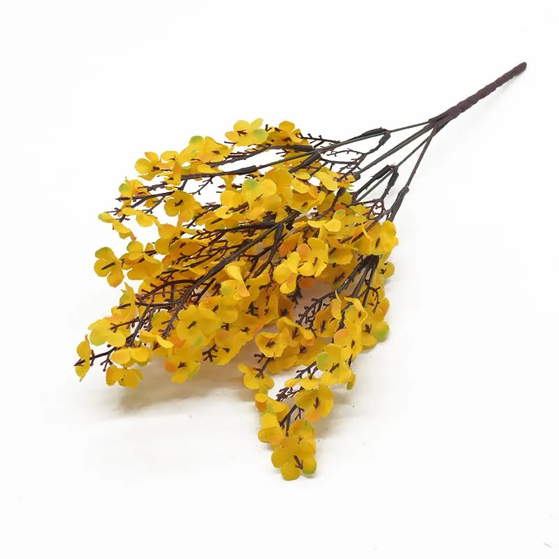 Silk Artificial Gypsophila Peach Blossom Stems | Wedding Décor Artificial Flower Stems Axl (Orange) 3 pieces