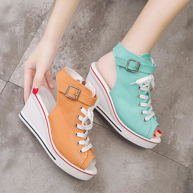 Women's Platform Wedge Sandals – Open Toe Zip Summer Shoes Platform Wedge Sandals Axl