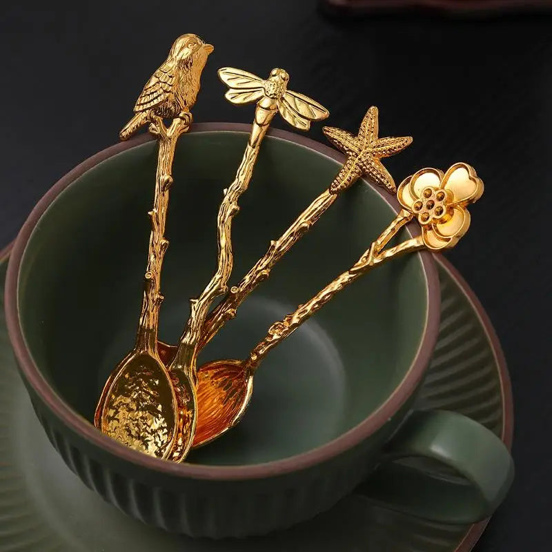 Retro Zinc Alloy Dessert Coffee Stirring Spoon – Dragonfly Design Dessert Stirring Spoon Axl