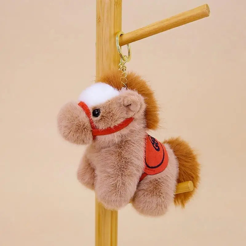 Zodiac Horse Plush Keychain – Kawaii Stuffed Bag Charm Gift Plush Keychain Charm Axl Khaki