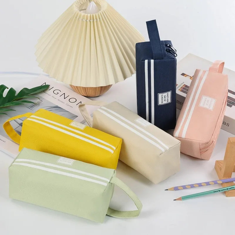 Large Capacity Pencil Pen Bag – Fabric Stationery Organizer Pencil Case Axl