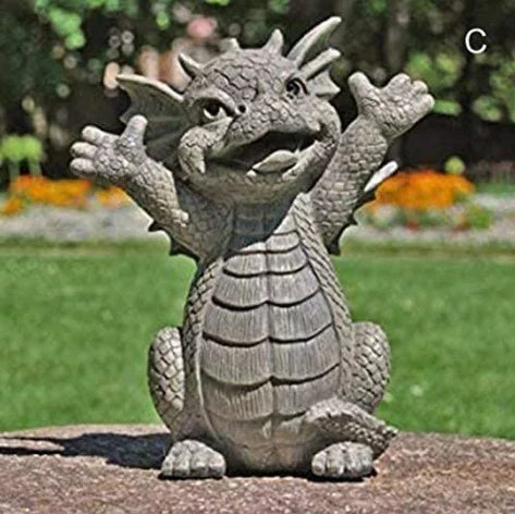 Mini Dragon Meditation Statue LED Resin Garden Sculpture Garden Resin Statue Axl Light Yellow