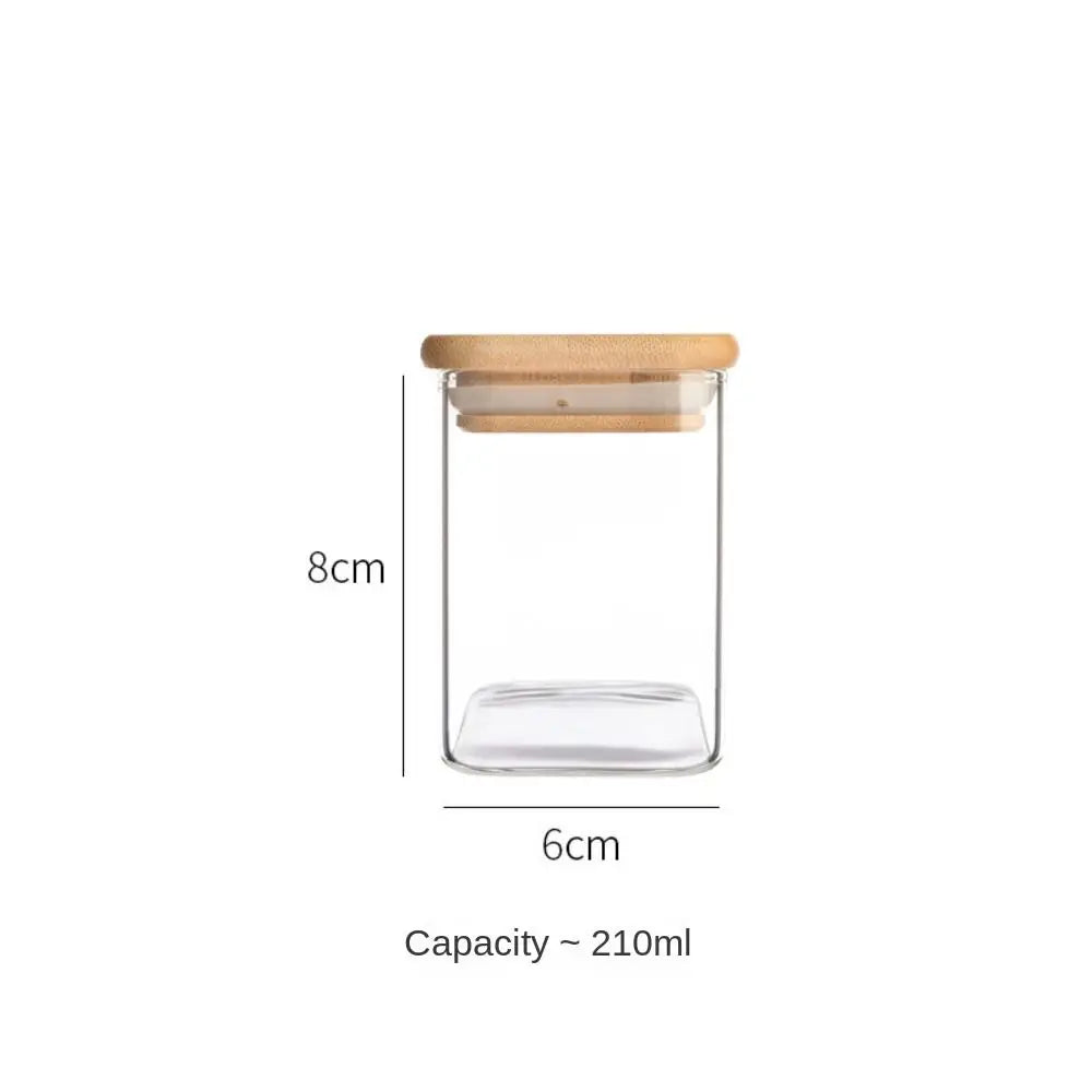 Glass Storage Jars with Bamboo Lid – Airtight Spice & Snack Jars Glass Storage Jar Axl 210ml