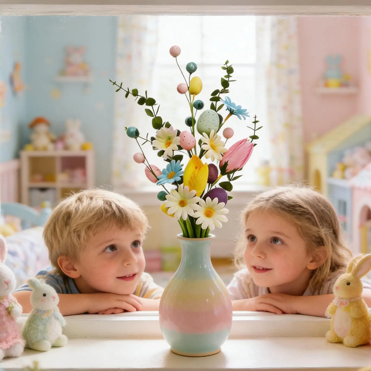 Easter Artificial Flower Picks – Colorful Egg Stem Bouquet Artificial Flower Picks Axl