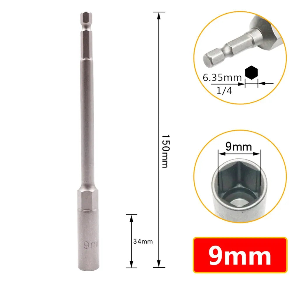 8-Pc 150mm Socket Extension Set – 1/4" Hex Shank 6–13mm Socket Extension Set Axl