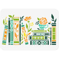 Book & Plants Wall Stencil – Reusable 11.69"x8.27" Template Reusable Craft Stencil Axl AECH04-19372