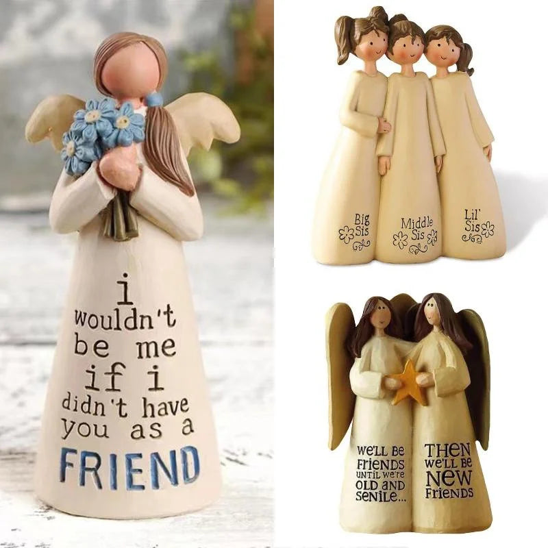 Resin Angel Friendship Figurine – Sister & Friend Gift Decor Decorative Figurine Axl