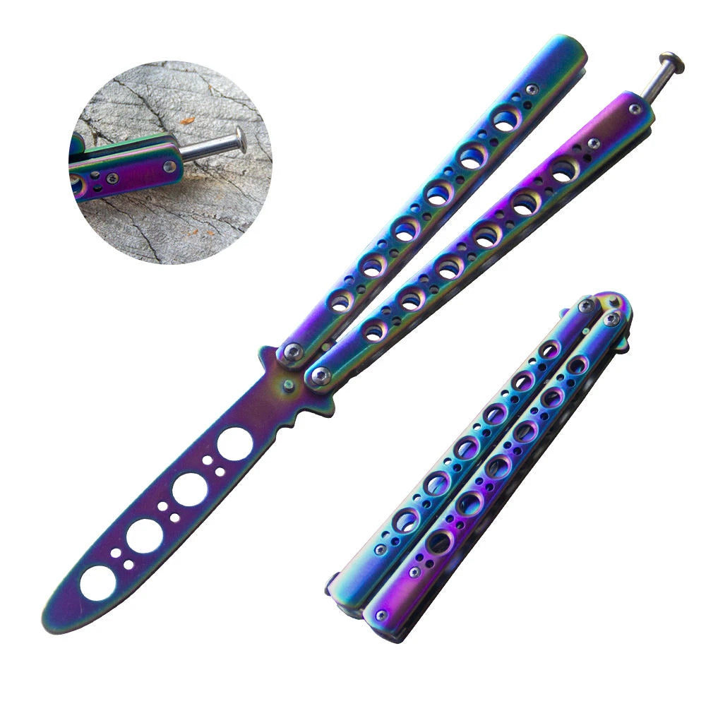 Butterfly Knife Trainer – Folding Stainless Steel Practice Tool Knife Trainer Tool Axl
