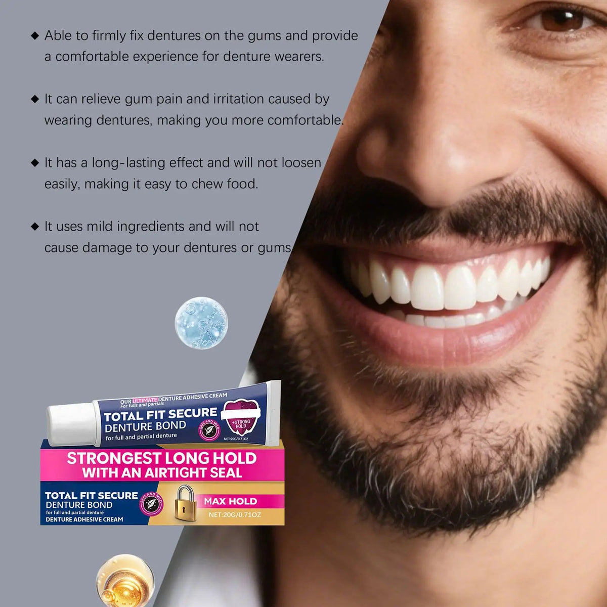 Denture Adhesive Cream – Long-Hold Secure Fit for Partials Denture Adhesive Cream Axl