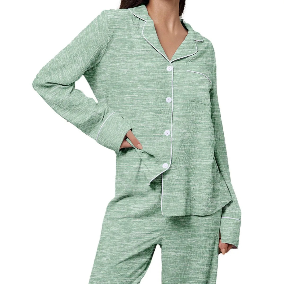 Women's Lapel Pajama Set – 2-Piece Long Sleeve Loungewear Women's Pajama Set Axl