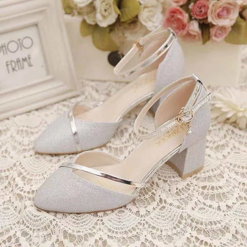 Women's Square Heel Pointed Toe Slip-On Pumps | Party Shoes Women's Heeled Pumps Axl