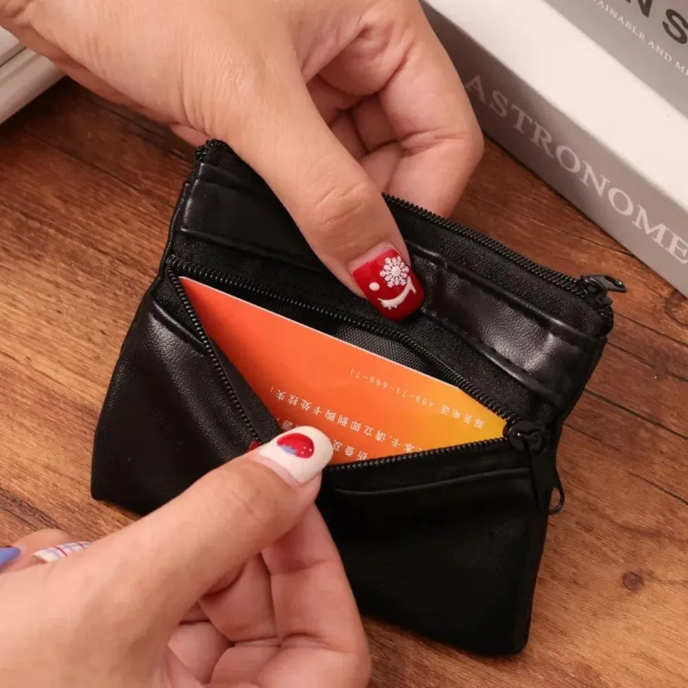 Unisex PU Leather Coin Purse & Key Holder – Zipper Mini Wallet Coin Purse Wallet Axl