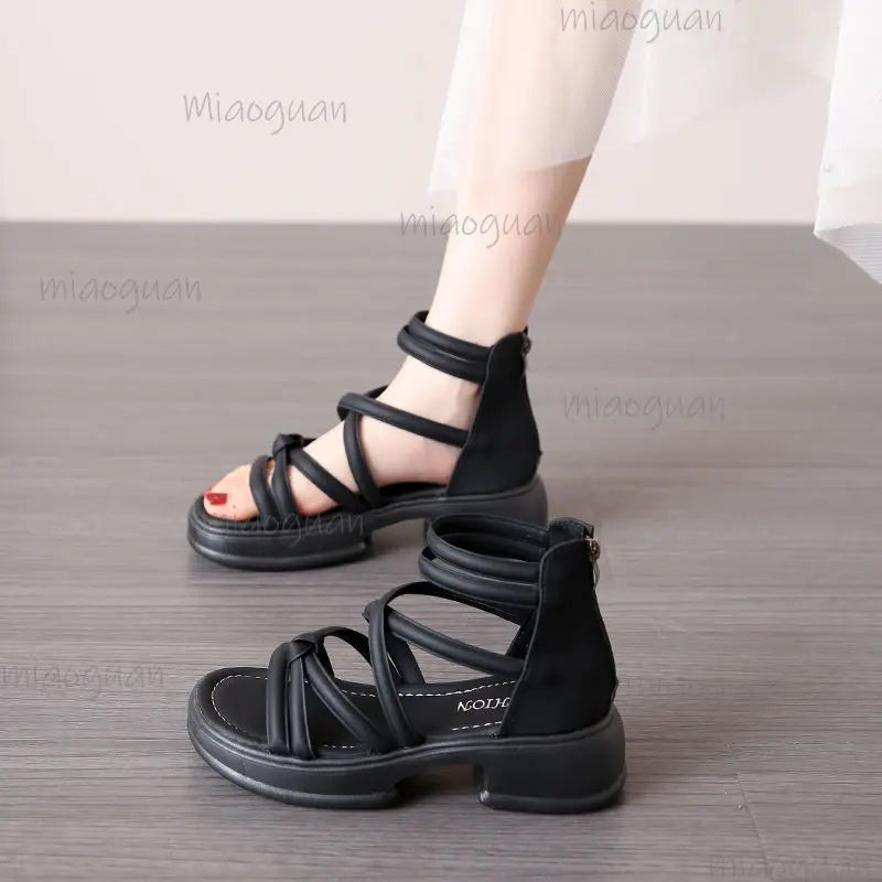 Women's Roman Wedge Sandals – Zip Open Toe 5cm Heel Wedge Sandals Axl