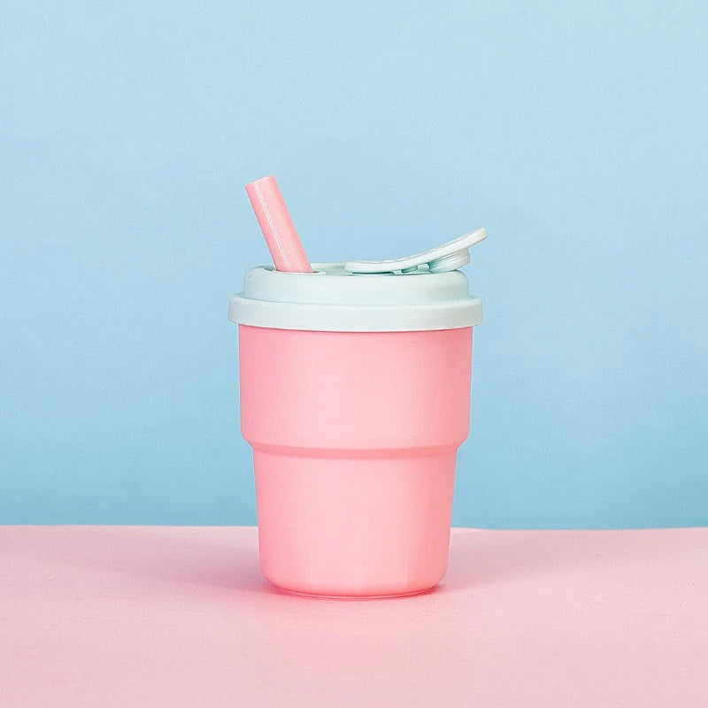 400ml Silicone Travel Mug with Lid & Straw | Leak-Proof Cup Silicone Travel Mug Axl Pink