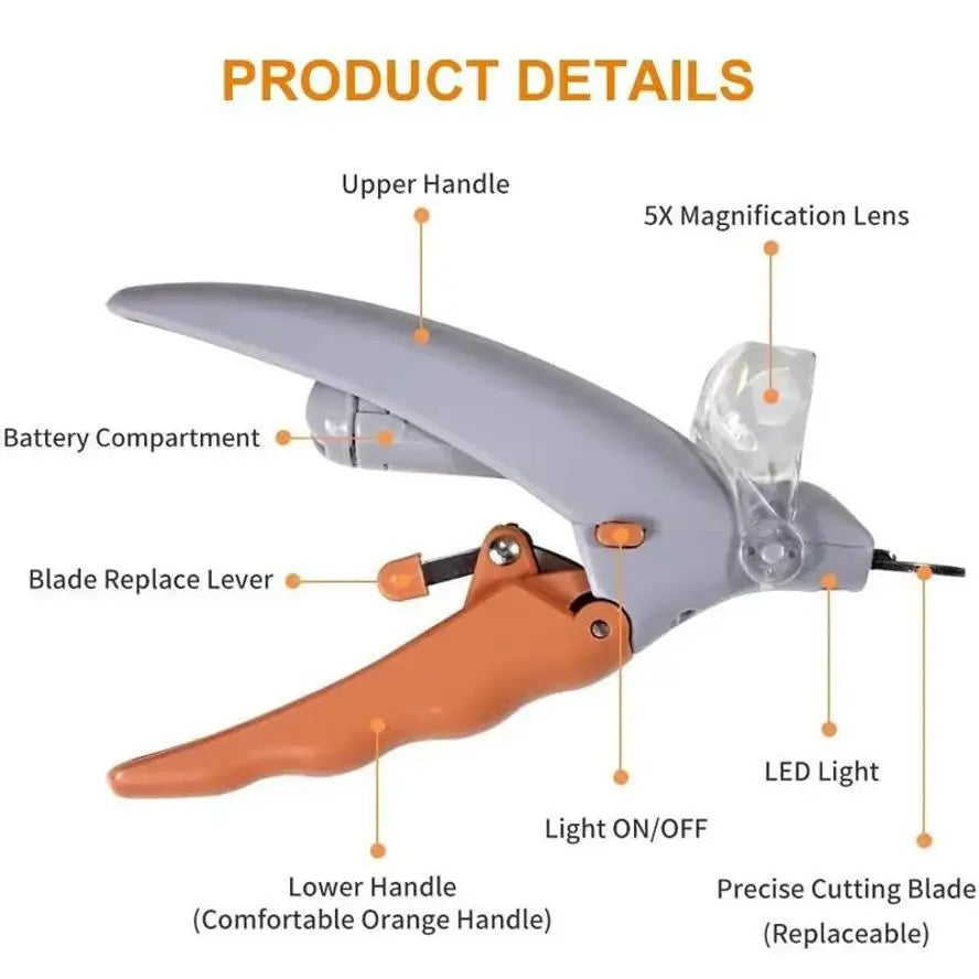 LED Pet Nail Clipper with Light & 5x Magnifier | Dogs & Cats Pet Nail Clipper Axl