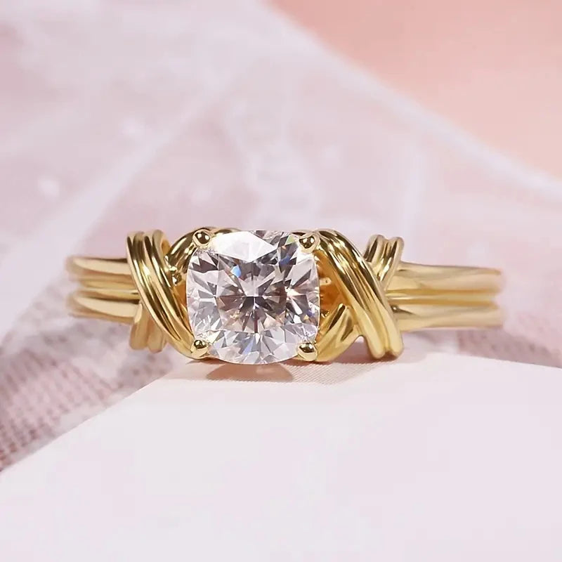 Huitan Gold Cross Ring with Cubic Zirconia | Women's Wedding Band Fashion Ring Axl Q341 7