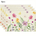 4-Pack Watercolor Wildflower Linen Placemats | Floral & Butterfly Linen Placemats Axl 4pcs 30x45cm