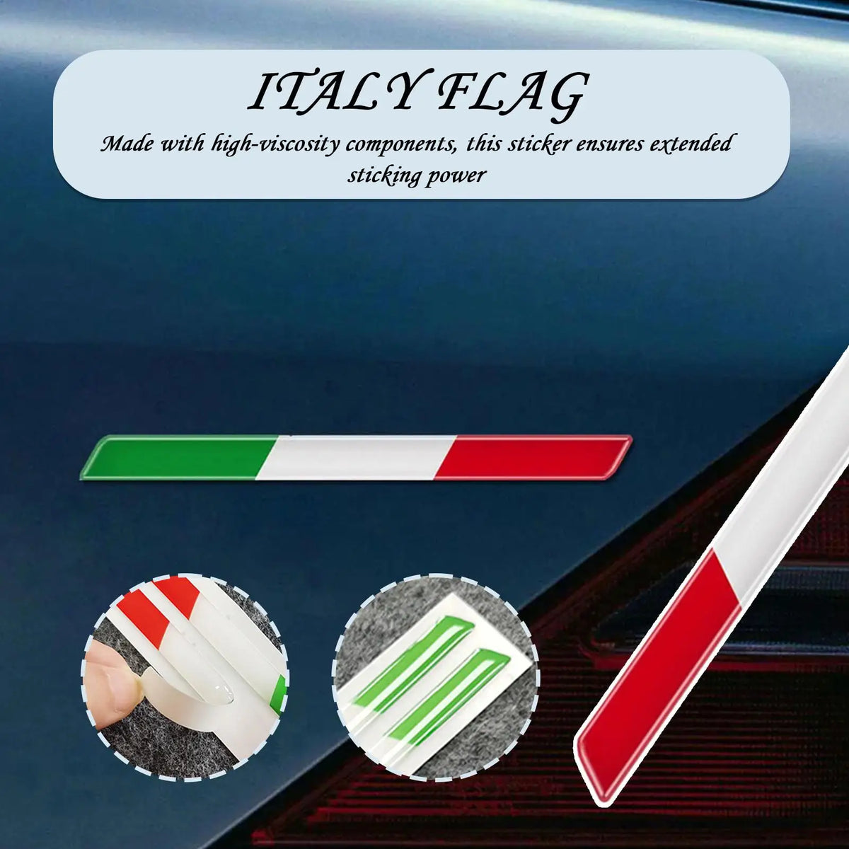 Italian Tricolor Flag 3D Epoxy Stickers – 2-Pack Car & Moto Epoxy Flag Decal Axl