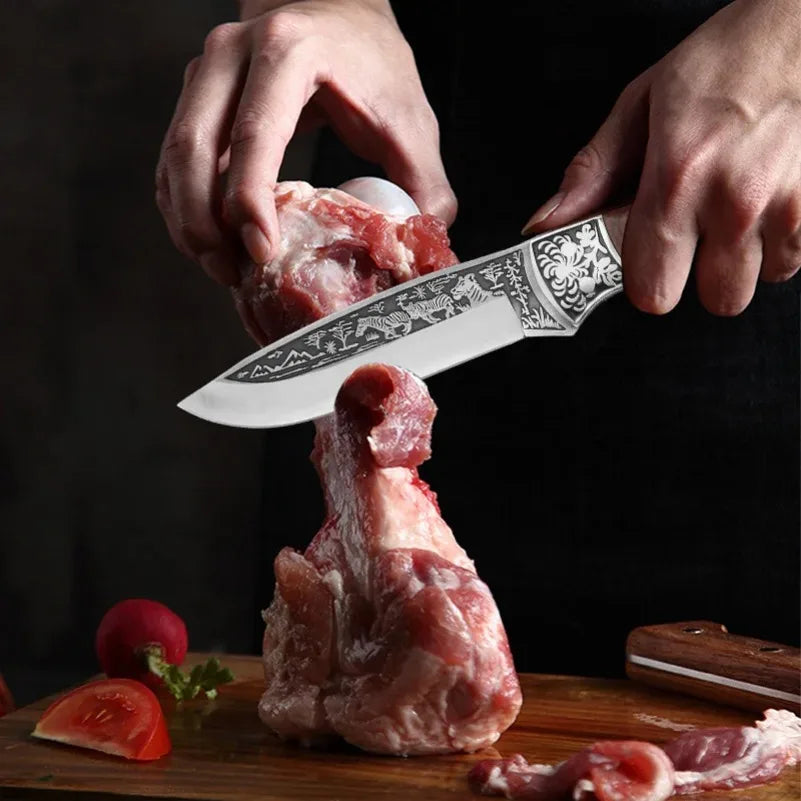 InLeung Handmade Boning Cleaver Knife – Wood Handle Chef Blade Cleaver Boning Knife Axl