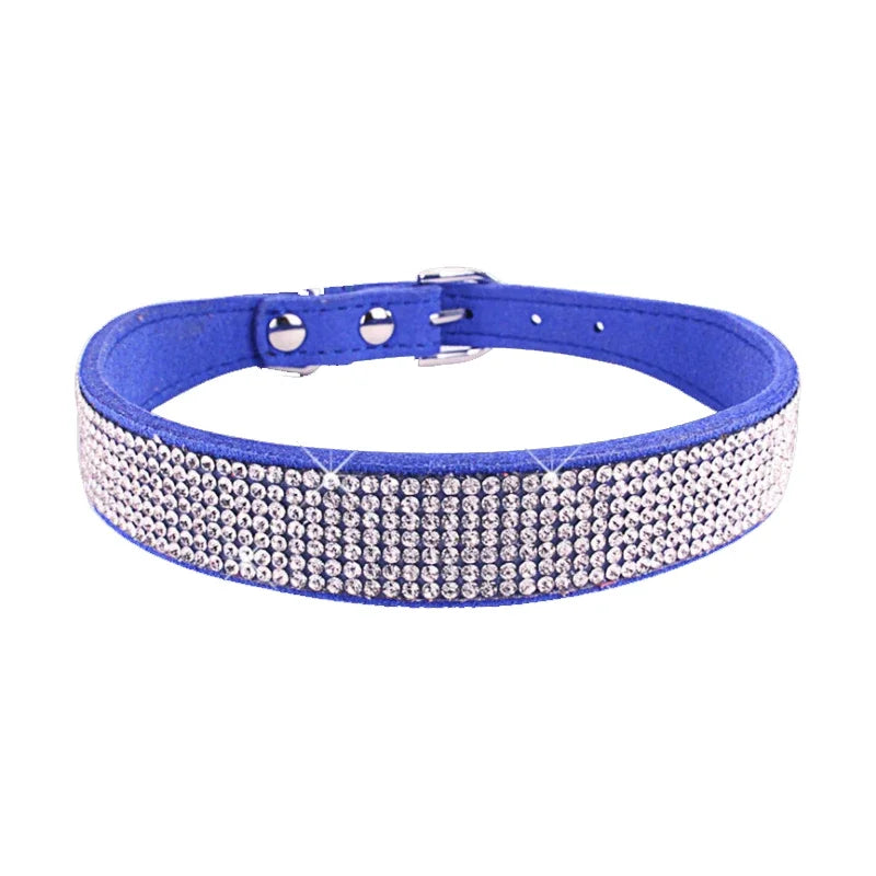 Rhinestone Crystal Dog Collar – Bling Pet Collar for Small Dogs Rhinestone Pet Collar Axl DEEP BLUE S