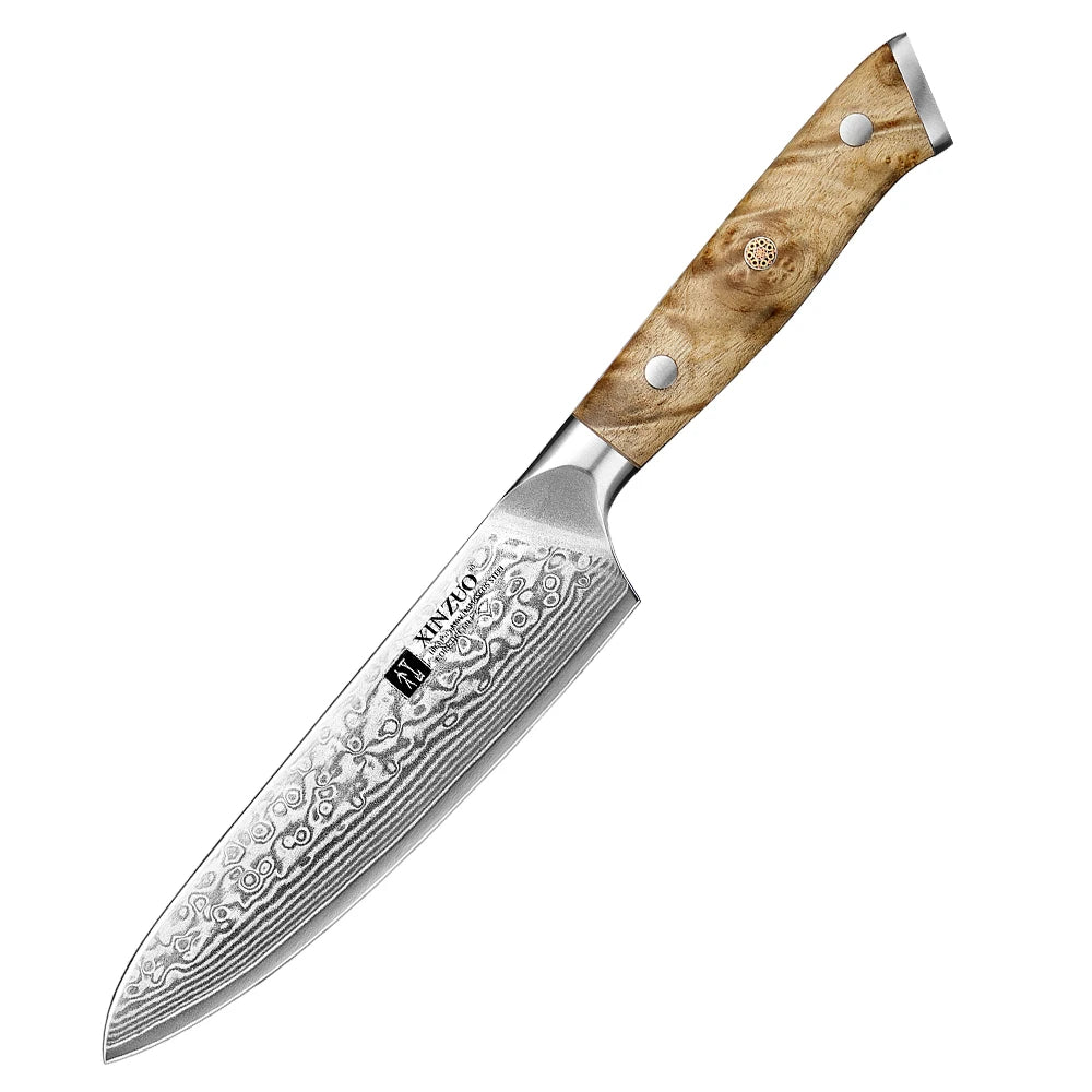 XINZUO 3-Pc Damascus Steel Knife Set – Chef, Santoku & Utility Damascus Knife Set Axl Only Utility Knife China Mainland