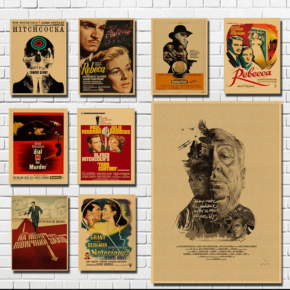 Alfred Hitchcock Retro Vintage Movie Poster | Wall Art Print Decorative Wall Poster Axl