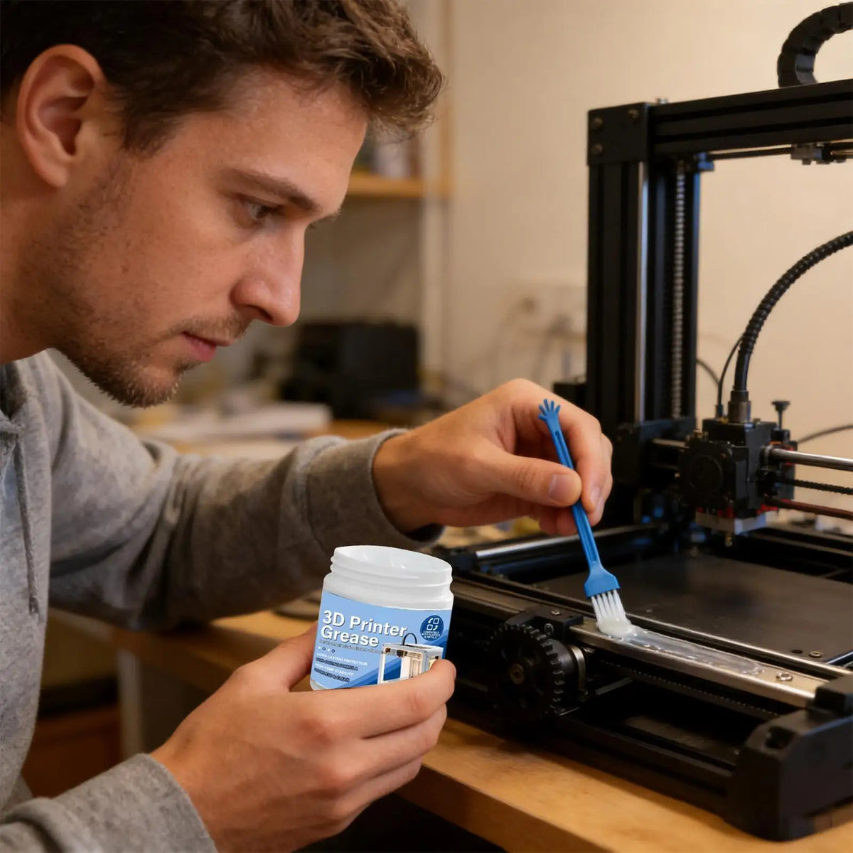 3D Printer Lithium Grease Lubricant 100g with Brush | Linear Guide Printer Lubricant Grease Axl