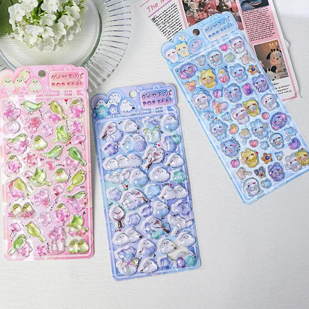 3D Puff Stickers Cute Bird Decals for Journal, Notebook & Planner Decorative Puff Stickers Axl Random Color