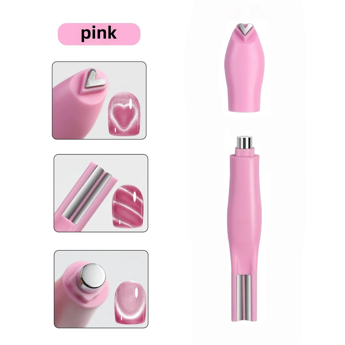 3-in-1 Cat Eye Nail Magnet Pen | Heart & 3D Nail Art Tool Nail Art Magnet Axl Pink