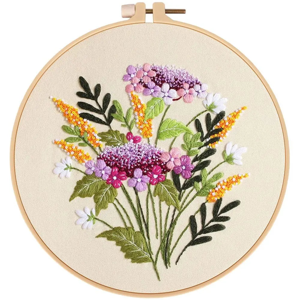 Flower Embroidery Starter Kit – Hoop, Needle & Thread Set Embroidery Craft Kit Axl A