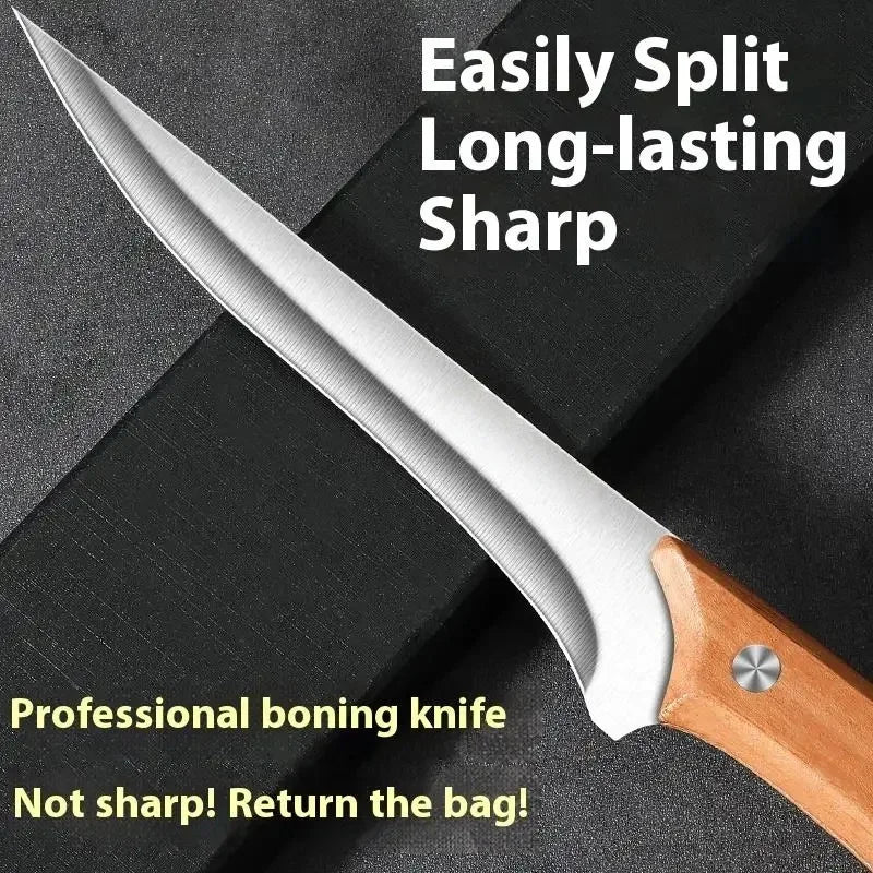 SHENJIU Stainless Steel Fillet & Boning Knife – Wood Handle Fillet Boning Knife Axl