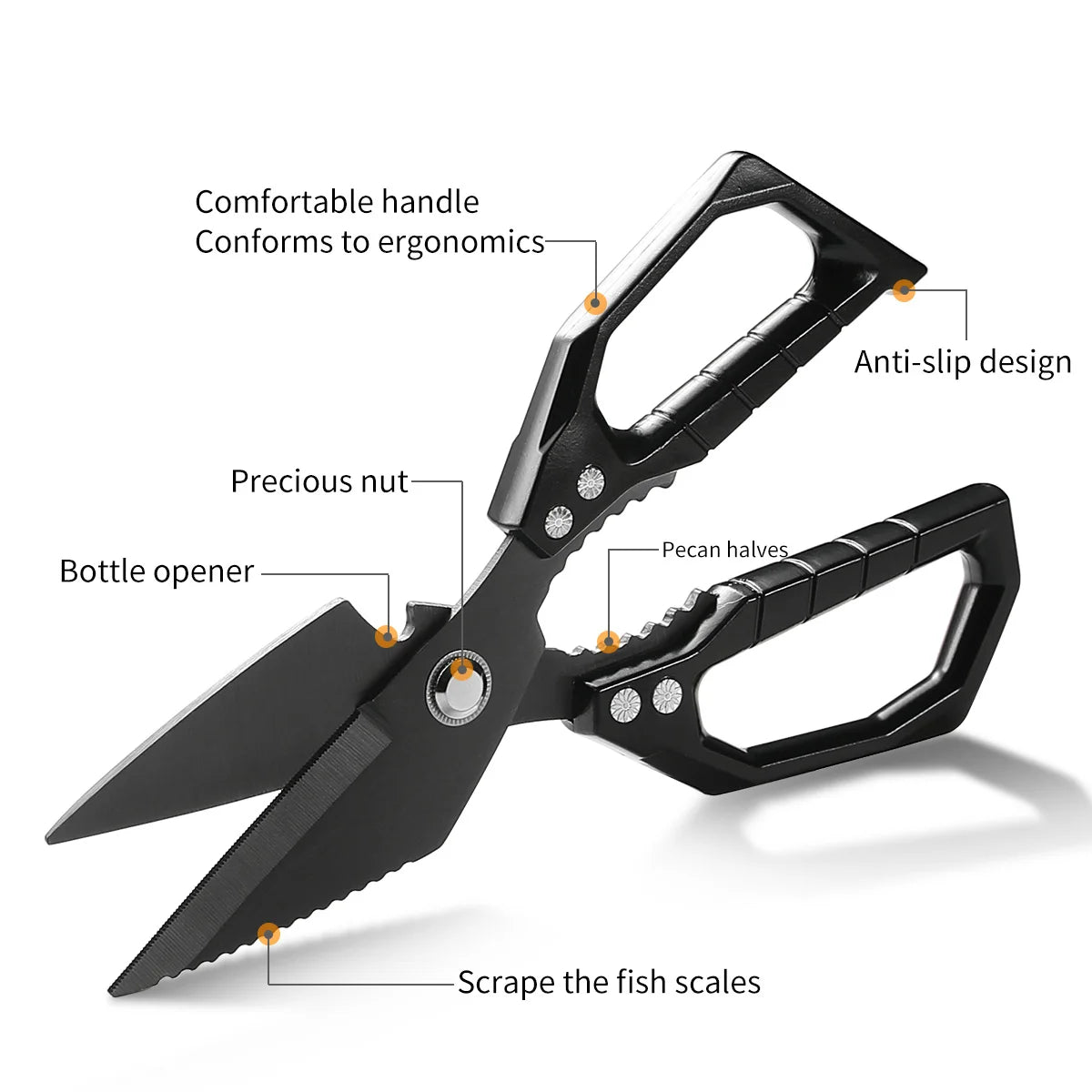 7-in-1 Kitchen Scissors – Bone Cutter, Fish Scraper & Opener Kitchen Scissors Axl