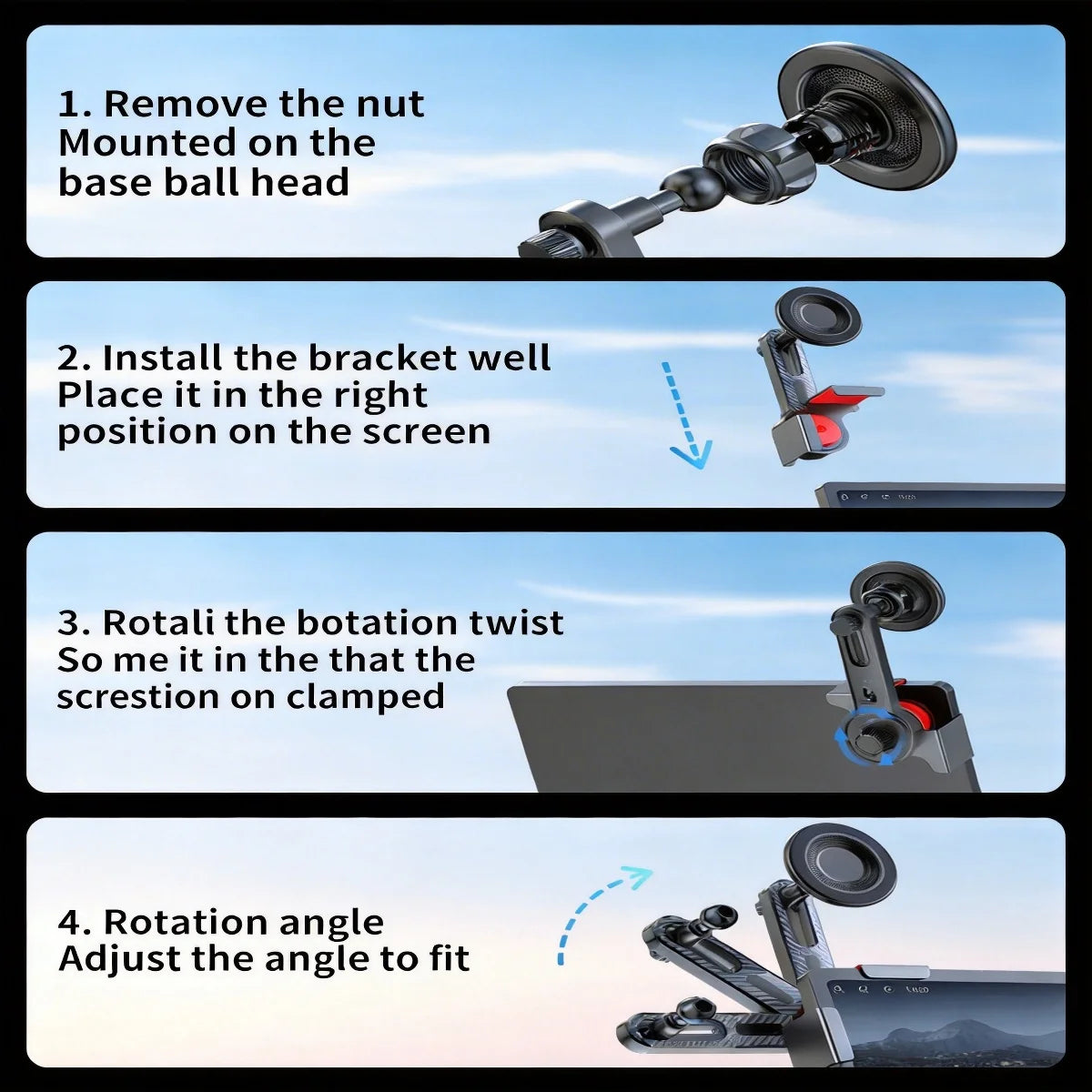 Foldable Magnetic Car Phone Holder | 360° Ball Head Mount Car Phone Mount Axl