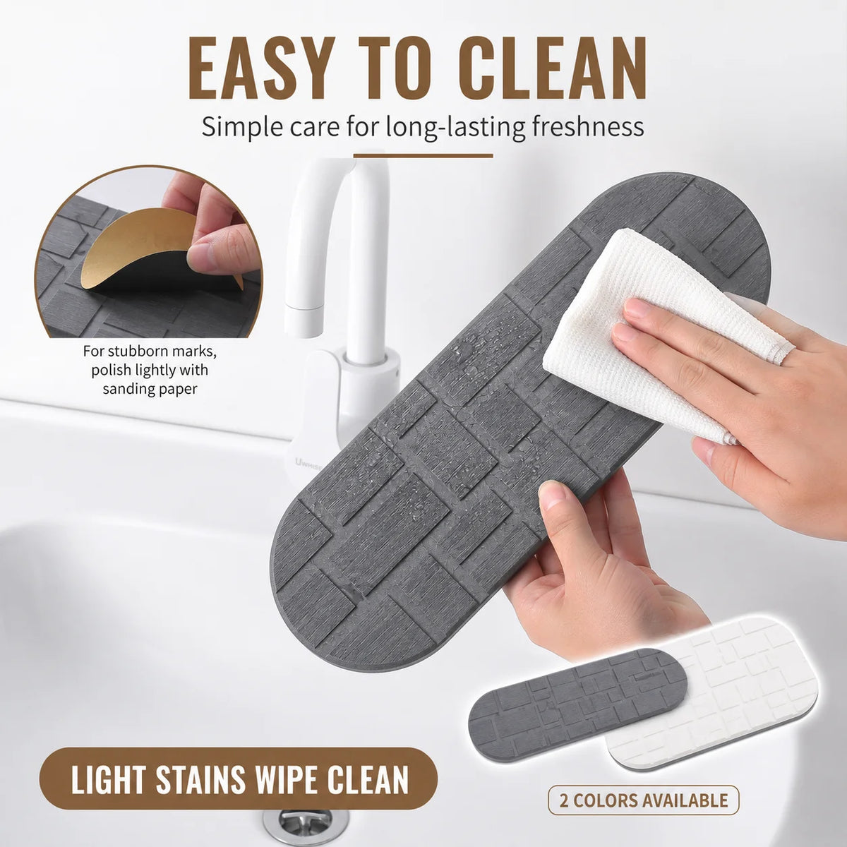 Diatomite Sink Tray with Silicone Base | Fast-Drying Stone Mat Stone Drying Mat Axl