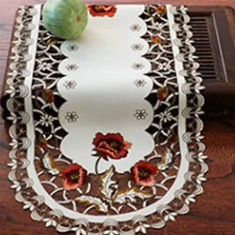 European Hollow Embroidered Table Runner 40x85cm | Lace Décor Table Runner Axl